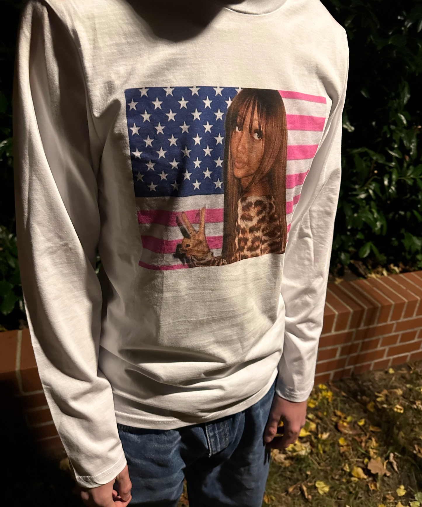 Pink USA Flag Longsleeve
